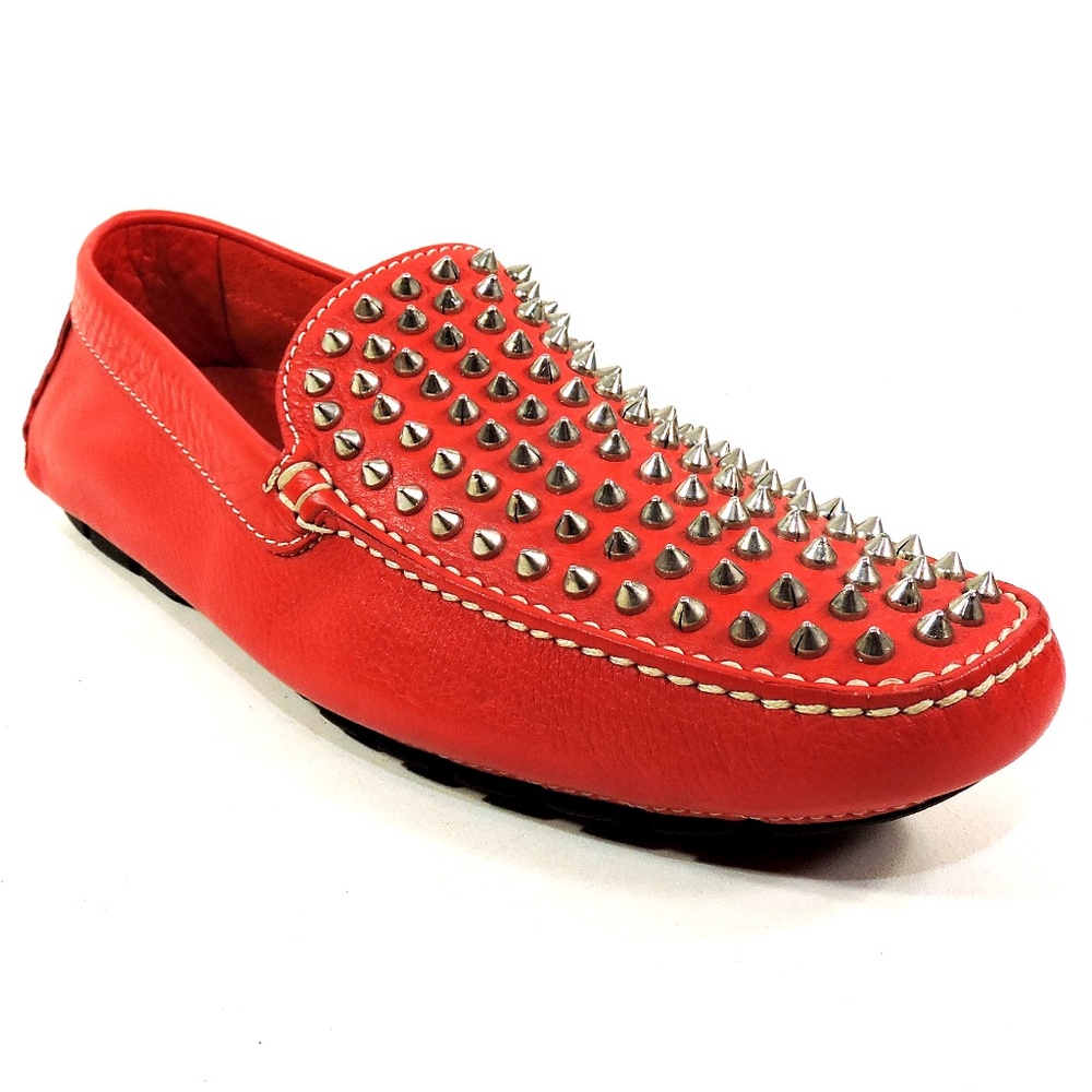 BALDININI 🇮🇹 MEN'S RED SOFT LEATHER COMFORT FASHION MOCCASINS - Picture 3 of 7